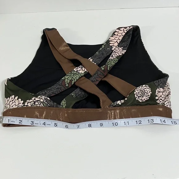 JoyLab Olive and Brown and White Floral Activewear Two Piece Set. Size XL. - Picture 7 of 8